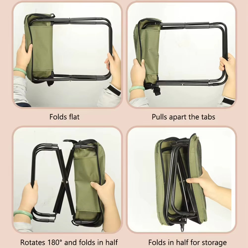 Folding Stool for Outdoor Leisure, Camping, and Hiking Fishing Trips, Convenient Shoulder Bag Style Portable Stool for Storage