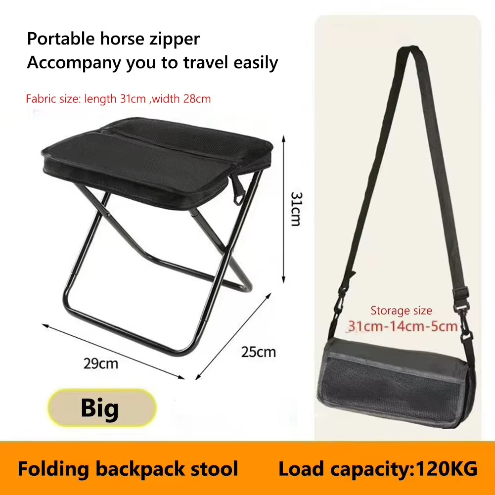 Folding Stool for Outdoor Leisure, Camping, and Hiking Fishing Trips, Convenient Shoulder Bag Style Portable Stool for Storage