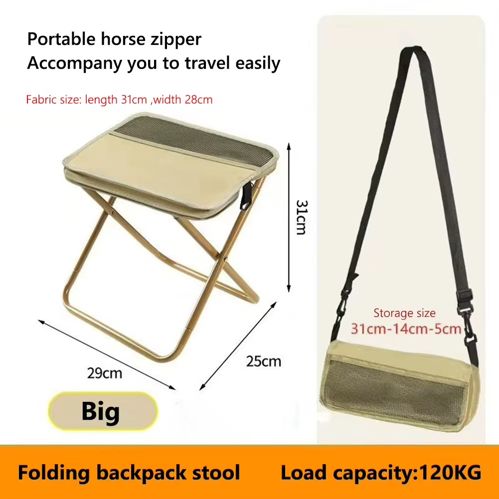 Folding Stool for Outdoor Leisure, Camping, and Hiking Fishing Trips, Convenient Shoulder Bag Style Portable Stool for Storage
