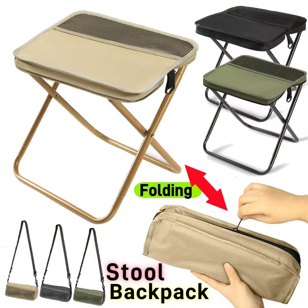 Folding Stool for Outdoor Leisure, Camping, and Hiking Fishing Trips, Convenient Shoulder Bag Style Portable Stool for Storage